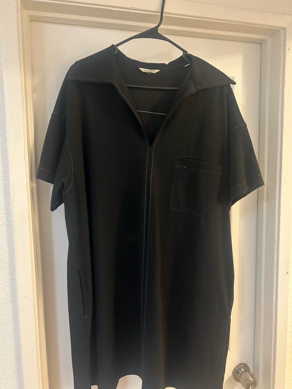 Max Studio Black Short Sleeve dress with Contrast Stitching